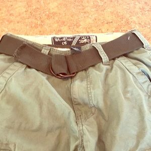 Young men cargo shorts olive green